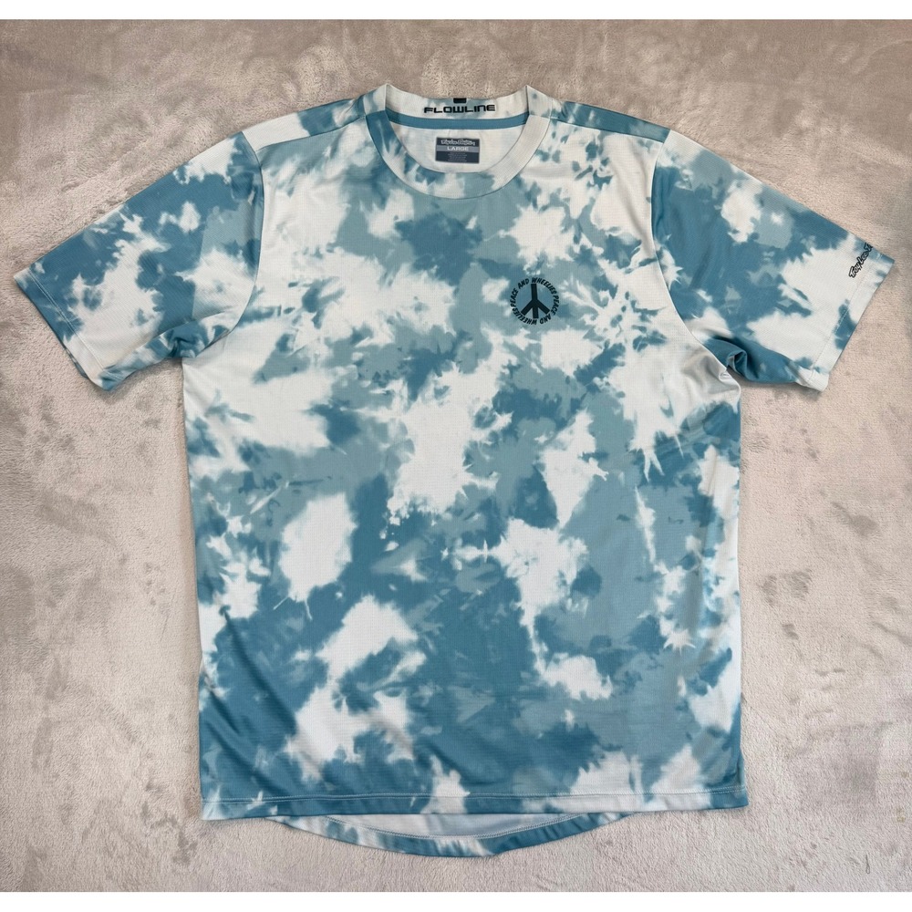 Troy Lee Designs Mens Flowline MTB Cycling Jersey Tie Dye Peace Wheelies Large